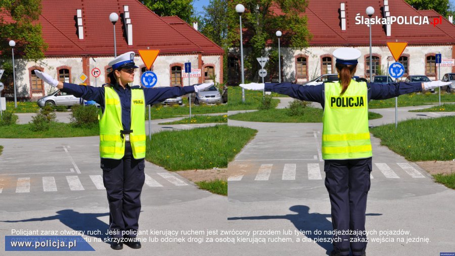 policjantka kieruje ruchem