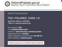 historia pojazdu