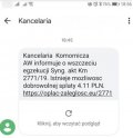 zdjęcie wiadomości tekstowej z telefonu komórkowego informujące o egzekucji komorniczej