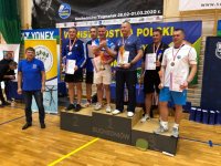 podium Mistrzostw Polski Służb Mundurowych w Badmintonie w grze deblowej