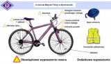 infografika prezentująca obowiązkowe i dodatkowe wyposażenie roweru i rowerzysty