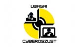 grafika z napisem uwaga cyberoszust