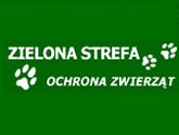 na zielonym tle napis: STREFA ZIELONA OCHRONA ZWIERZĄT