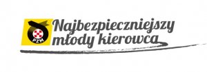 logo PZM i tekst: najbezpieczniejszy młody kierowca