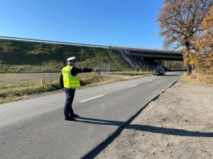 policjant zatrzymujący samochód