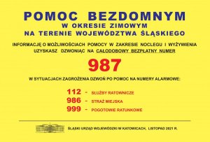 plakat i informacjami dla osób bezdomnych