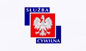 napis służba cywilna i orzeł na czerwonym tle