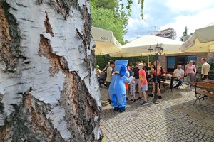 zdjęcie przedstawia policjantów w trakcie pikniku dla dzieci